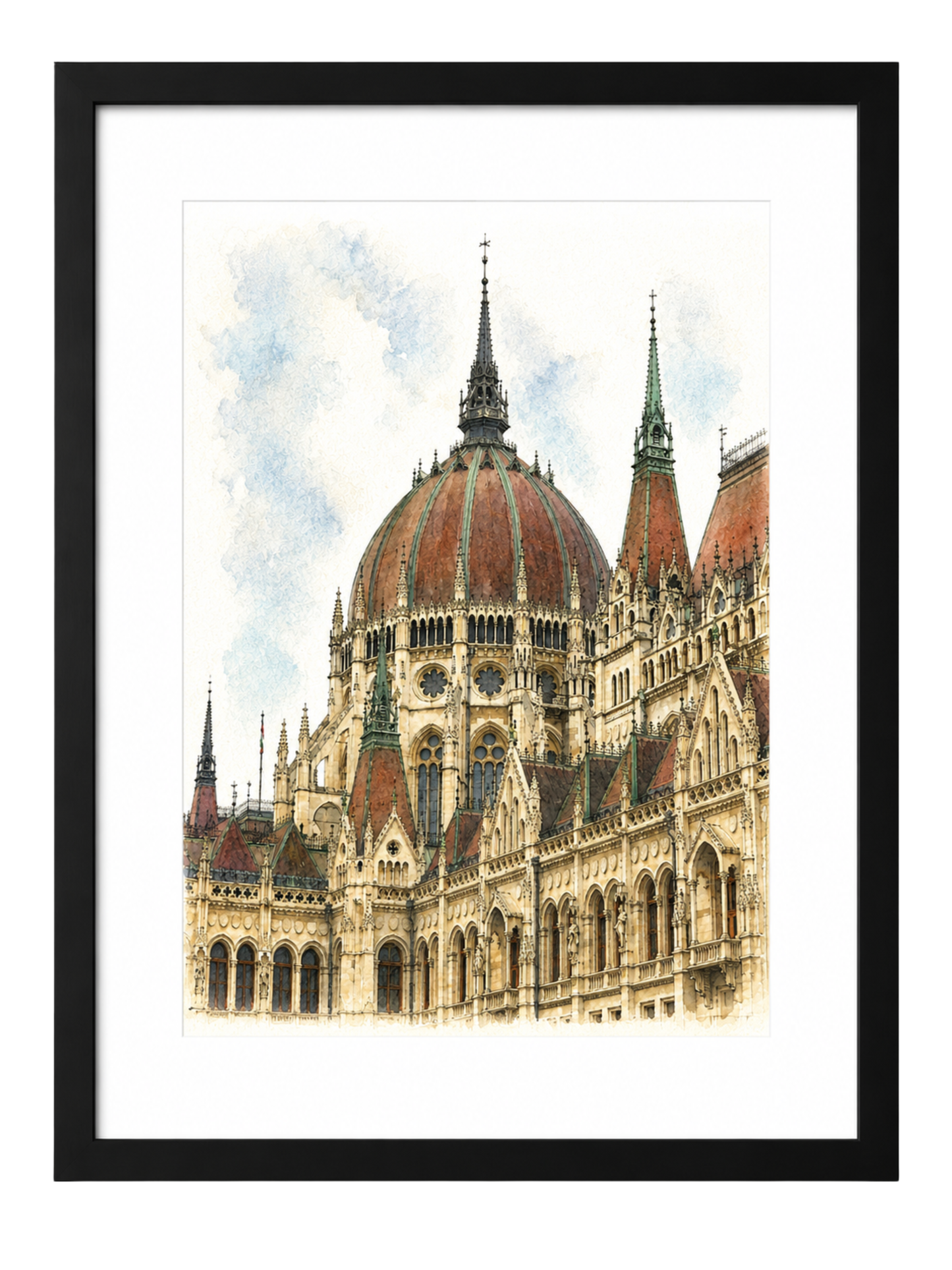 Print de acuarela Parlamento Budapest 2025