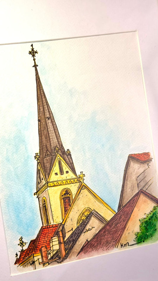 Cuadro Acuarela Iglesia Zagreb